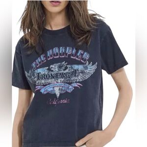 The Kooples Graphic Logo Cropped Tee T-Shirt Black Women's Size 2 S-M